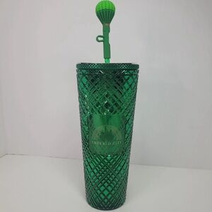 Starbucks Emerald Green Tumbler with Hot Air Balloon Straw